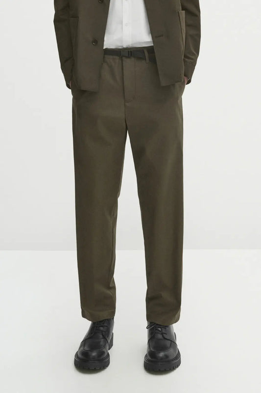 Straight-leg canvas chino trousers