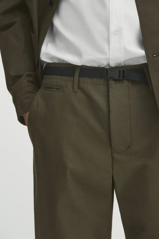 Straight-leg canvas chino trousers