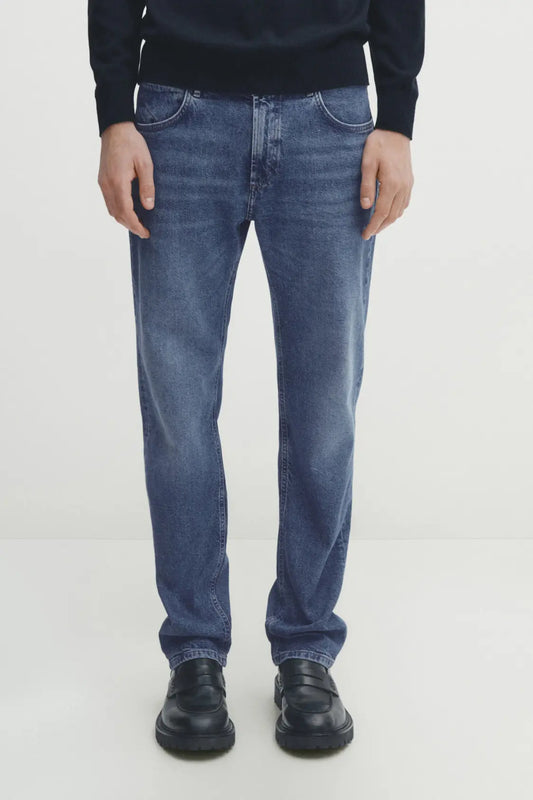 Tapered-fit mid stonewash selvedge jeans