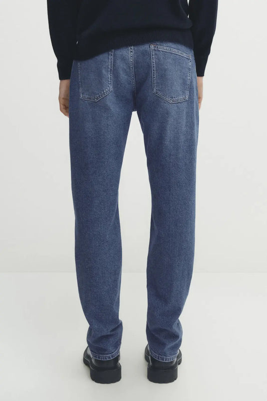Tapered-fit mid stonewash selvedge jeans