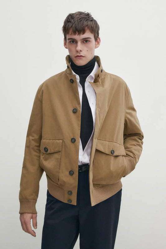 Cotton blend jacket with pockets