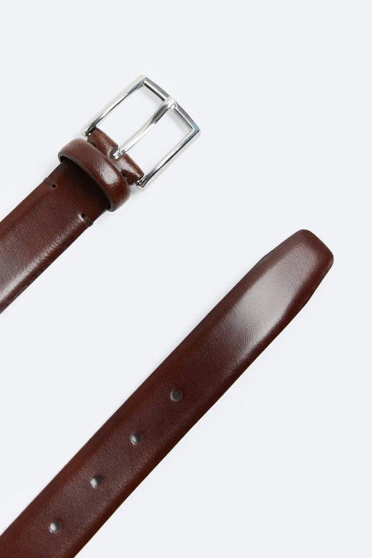 Topstitched leather belt