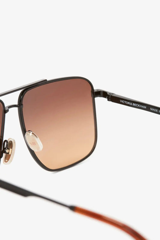 Rectangular Visor Gold-Framed Sunglasses