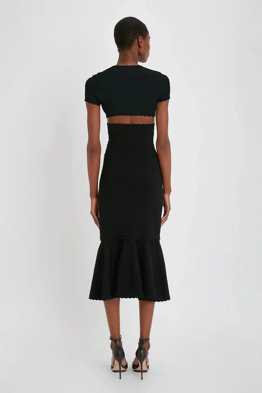 Flared Midi Skirt In Black